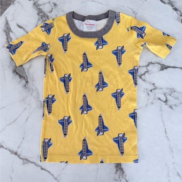 Hanna Andersson Yellow and Blue Airplane Kids Pajama Set - Picture 4 of 7